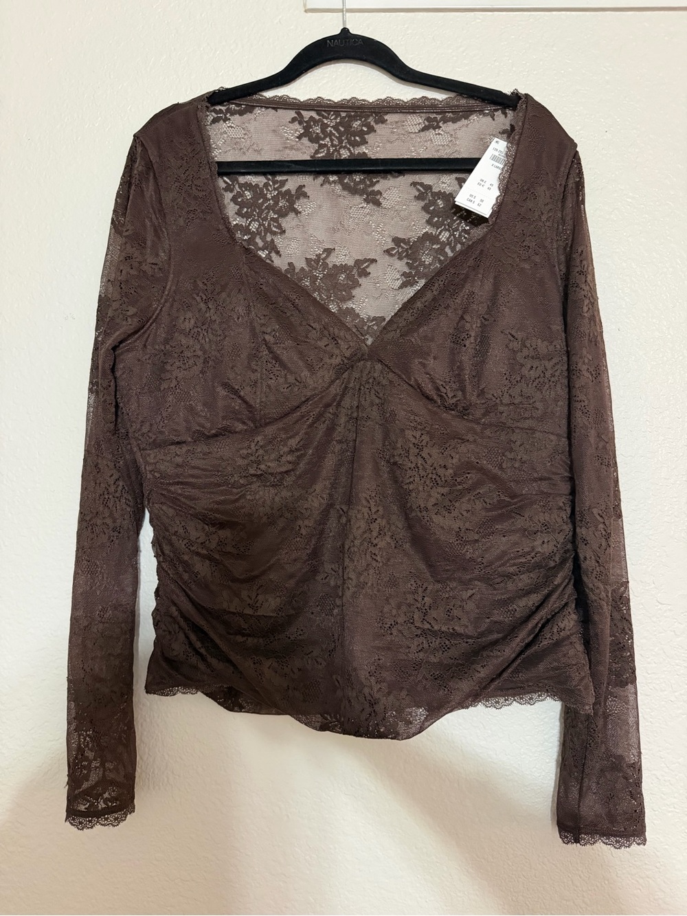 NWT Brown Abercrombie Bra-Free Lace Top